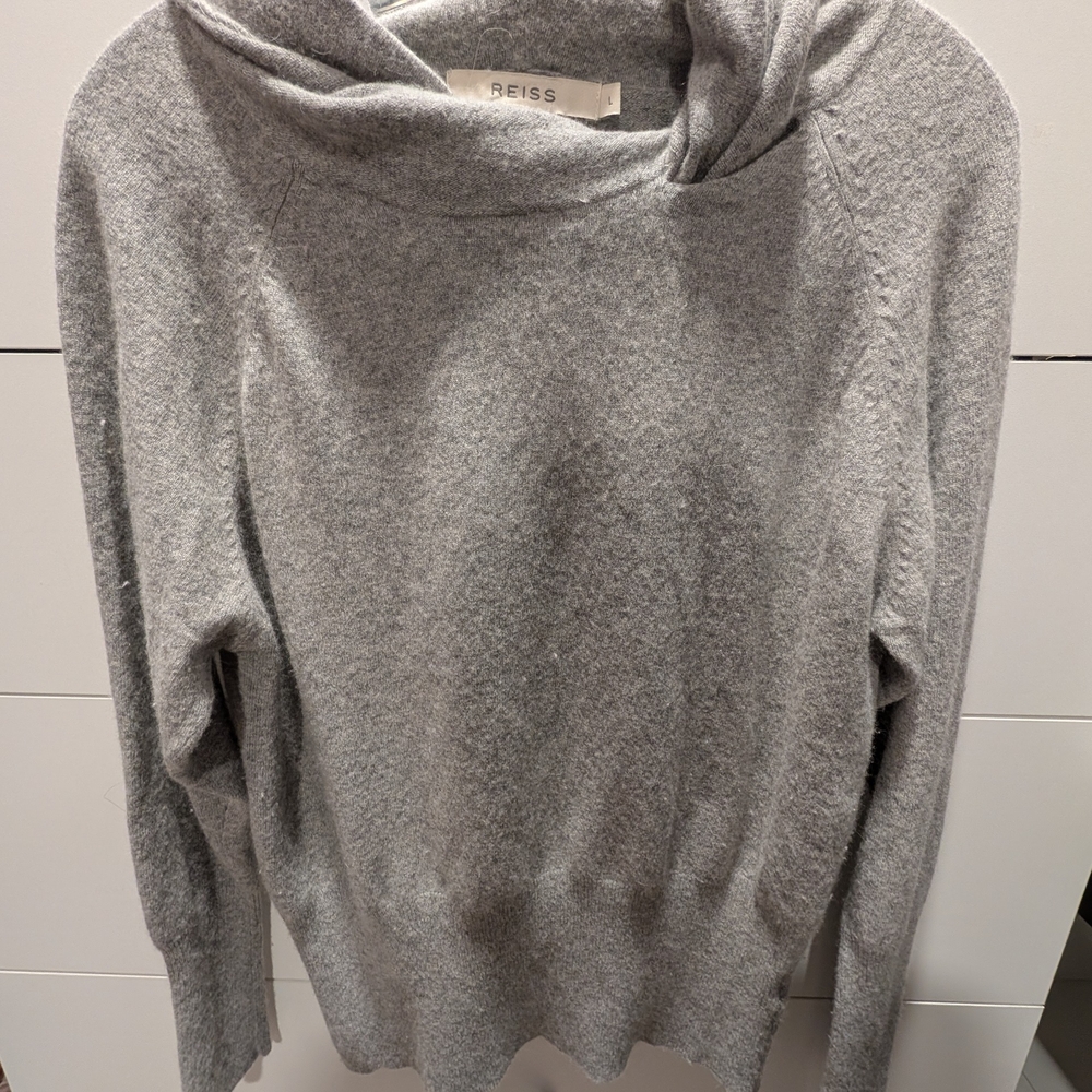 Reiss Light Gray Women's Cowl Neck Sweater